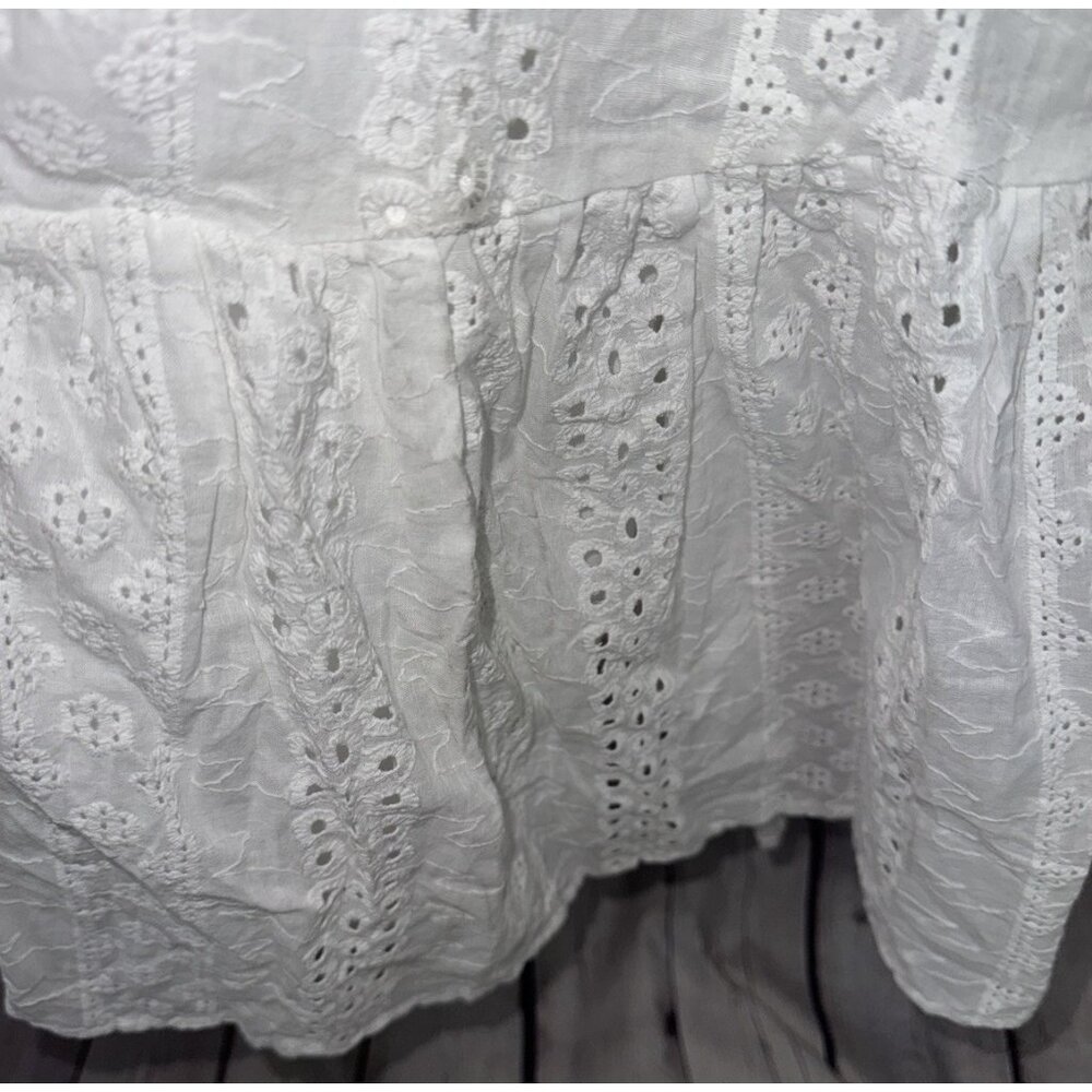 NWT LULUS Women’s Sicilian Sun White Eyelet Ruffled Lace-Up Midi Dress Medium - Picture 4 of 9